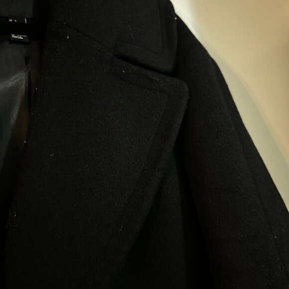 Forever 21 Black Longline Button Up Wool Coat, Size Large - Picture 2 of 6